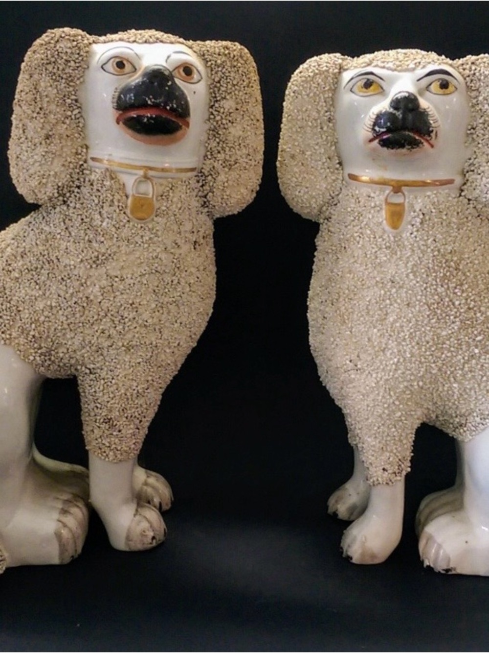 Lockson London Ceramic Poodle Figurine Pair in Cream and White